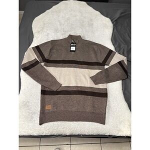 New Marx & Dutch Men's 1/4 Zip Pullover Sweater Brown Beige Size Medium Classic
